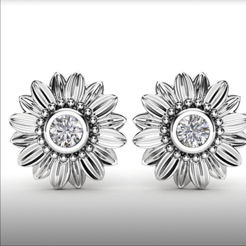 Sunflower Crystal Stud Earrings